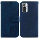 For Redmi Note 10 Lite / Note 10 Pro Little Tiger Embossed Leather Phone Case(Dark Blue) - 1