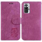 For Redmi Note 10 Lite / Note 10 Pro Little Tiger Embossed Leather Phone Case(Rose Red) - 1