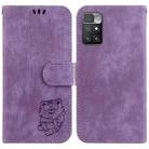 For Xiaomi Redmi 10 / 10 Prime Little Tiger Embossed Leather Phone Case(Purple) - 1