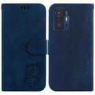 For Xiaomi Mi 11T / 11T Pro Little Tiger Embossed Leather Phone Case(Dark Blue) - 1