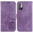 For Redmi Note 10 5G Little Tiger Embossed Leather Phone Case(Purple) - 1