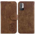 For Redmi Note 10 5G Little Tiger Embossed Leather Phone Case(Brown) - 1