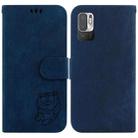 For Redmi Note 10 5G Little Tiger Embossed Leather Phone Case(Dark Blue) - 1