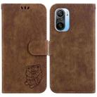For Redmi K40 / K40 Pro Little Tiger Embossed Leather Phone Case(Brown) - 1