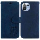 For Xiaomi Mi 11 Lite 4G/5G Little Tiger Embossed Leather Phone Case(Dark Blue) - 1