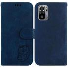 For Redmi Note 10 4G / Note 10S Little Tiger Embossed Leather Phone Case(Dark Blue) - 1