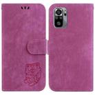 For Redmi Note 10 4G / Note 10S Little Tiger Embossed Leather Phone Case(Rose Red) - 1