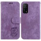 For Xiaomi Mi 10T Pro 5G / Mi 10T 5G Little Tiger Embossed Leather Phone Case(Purple) - 1