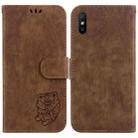 For Xiaomi Redmi 9A Little Tiger Embossed Leather Phone Case(Brown) - 1