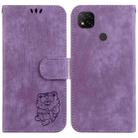 For Xiaomi Redmi 9C Little Tiger Embossed Leather Phone Case(Purple) - 1