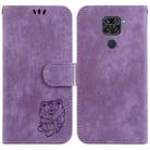 For Xiaomi Redmi Note 9 / 10X 4G Little Tiger Embossed Leather Phone Case(Purple) - 1