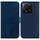 For Xiaomi 13T / 13T Pro / Redmi K60 Ultra Little Tiger Embossed Leather Phone Case(Dark Blue) - 1