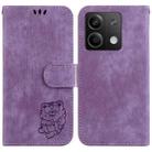 For Xiaomi Redmi Note 13 5G Little Tiger Embossed Leather Phone Case(Purple) - 1