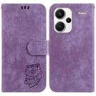 For Xiaomi Redmi Note 13 Pro+ 5G Little Tiger Embossed Leather Phone Case(Purple) - 1