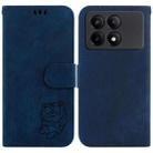 For Xiaomi Redmi K70E / Poco X6 Pro Little Tiger Embossed Leather Phone Case(Dark Blue) - 1