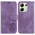 For Xiaomi Redmi Note 13 4G Global Little Tiger Embossed Leather Phone Case(Purple) - 1