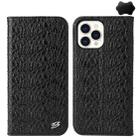 For iPhone 15 Pro Fierre Shann Crocodile Texture Magnetic Genuine Leather Phone Case(Black) - 1