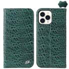 For iPhone 15 Pro Fierre Shann Crocodile Texture Magnetic Genuine Leather Phone Case(Green) - 1