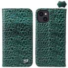 For iPhone 15 Plus Fierre Shann Crocodile Texture Magnetic Genuine Leather Phone Case(Green) - 1