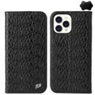 For iPhone 14 Pro Fierre Shann Crocodile Texture Magnetic Genuine Leather Phone Case(Black) - 1