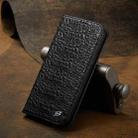 For iPhone 16 Pro Max Fierre Shann Crocodile Texture Magnetic Genuine Leather Phone Case(Black) - 2