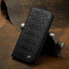 For iPhone 16 Plus Fierre Shann Crocodile Texture Magnetic Genuine Leather Phone Case(Black) - 2