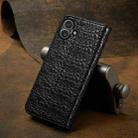 For iPhone 16 Plus Fierre Shann Crocodile Texture Magnetic Genuine Leather Phone Case(Black) - 3