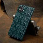 For iPhone 16 Plus Fierre Shann Crocodile Texture Magnetic Genuine Leather Phone Case(Green) - 3