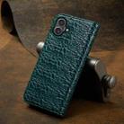 For iPhone 16 Fierre Shann Crocodile Texture Magnetic Genuine Leather Phone Case(Green) - 3