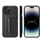 For iPhone 15 Pro Max Fierre Shann Holder Back Cover PU Phone Case(Black) - 1