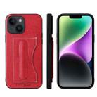 For iPhone 15 Plus Fierre Shann Holder Back Cover PU Phone Case(Red) - 1
