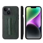 For iPhone 14 Plus Fierre Shann Holder Back Cover PU Phone Case(Green) - 1