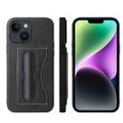 For iPhone 14 Plus Fierre Shann Holder Back Cover PU Phone Case(Black) - 1