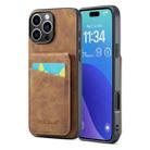 For iPhone 16 Pro Max Fierre Shann Crazy Horse Card Holder Back Cover PU Phone Case(Brown) - 1