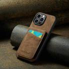 For iPhone 16 Pro Max Fierre Shann Crazy Horse Card Holder Back Cover PU Phone Case(Brown) - 2