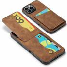 For iPhone 16 Pro Max Fierre Shann Crazy Horse Card Holder Back Cover PU Phone Case(Brown) - 3