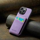 For iPhone 16 Pro Max Fierre Shann Crazy Horse Card Holder Back Cover PU Phone Case(Purple) - 2