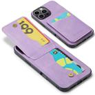 For iPhone 16 Pro Max Fierre Shann Crazy Horse Card Holder Back Cover PU Phone Case(Purple) - 3