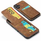 For iPhone 16 Plus Fierre Shann Crazy Horse Card Holder Back Cover PU Phone Case(Brown) - 3