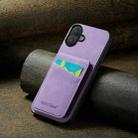 For iPhone 16 Plus Fierre Shann Crazy Horse Card Holder Back Cover PU Phone Case(Purple) - 2