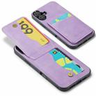 For iPhone 16 Plus Fierre Shann Crazy Horse Card Holder Back Cover PU Phone Case(Purple) - 3