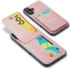 For iPhone 16 Fierre Shann Crazy Horse Card Holder Back Cover PU Phone Case(Pink) - 3