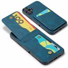 For iPhone 16 Fierre Shann Crazy Horse Card Holder Back Cover PU Phone Case(Blue) - 3