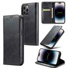For iPhone 15 Pro Fierre Shann Vintage Bark Texture Wallet Leather Phone Case(Black) - 1