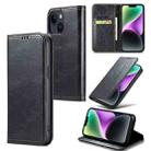 For iPhone 15 Fierre Shann Vintage Bark Texture Wallet Leather Phone Case(Black) - 1