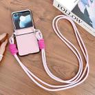 For Motorola Razr 50 Morandi Leather Texture Phone Case With Lanyard(Pink) - 2