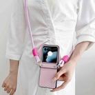 For Motorola Razr 50 Morandi Leather Texture Phone Case With Lanyard(Pink) - 3