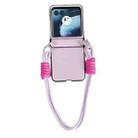 For Motorola Razr 40 Ultra Morandi Leather Texture Phone Case With Strap(Pink) - 1