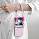 For Motorola Razr 50 Morandi Leather Texture Phone Case With Strap(Pink) - 3