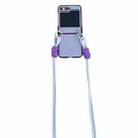 For Samsung Galaxy Z Flip5 Morandi Leather Texture Phone Case With Lanyard(Blue) - 1